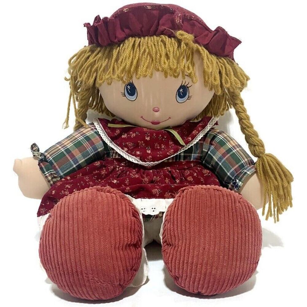 Dolly Mine Cloth Plush Doll With Yarn Hair Embroidered Eyes 23 Inches Long